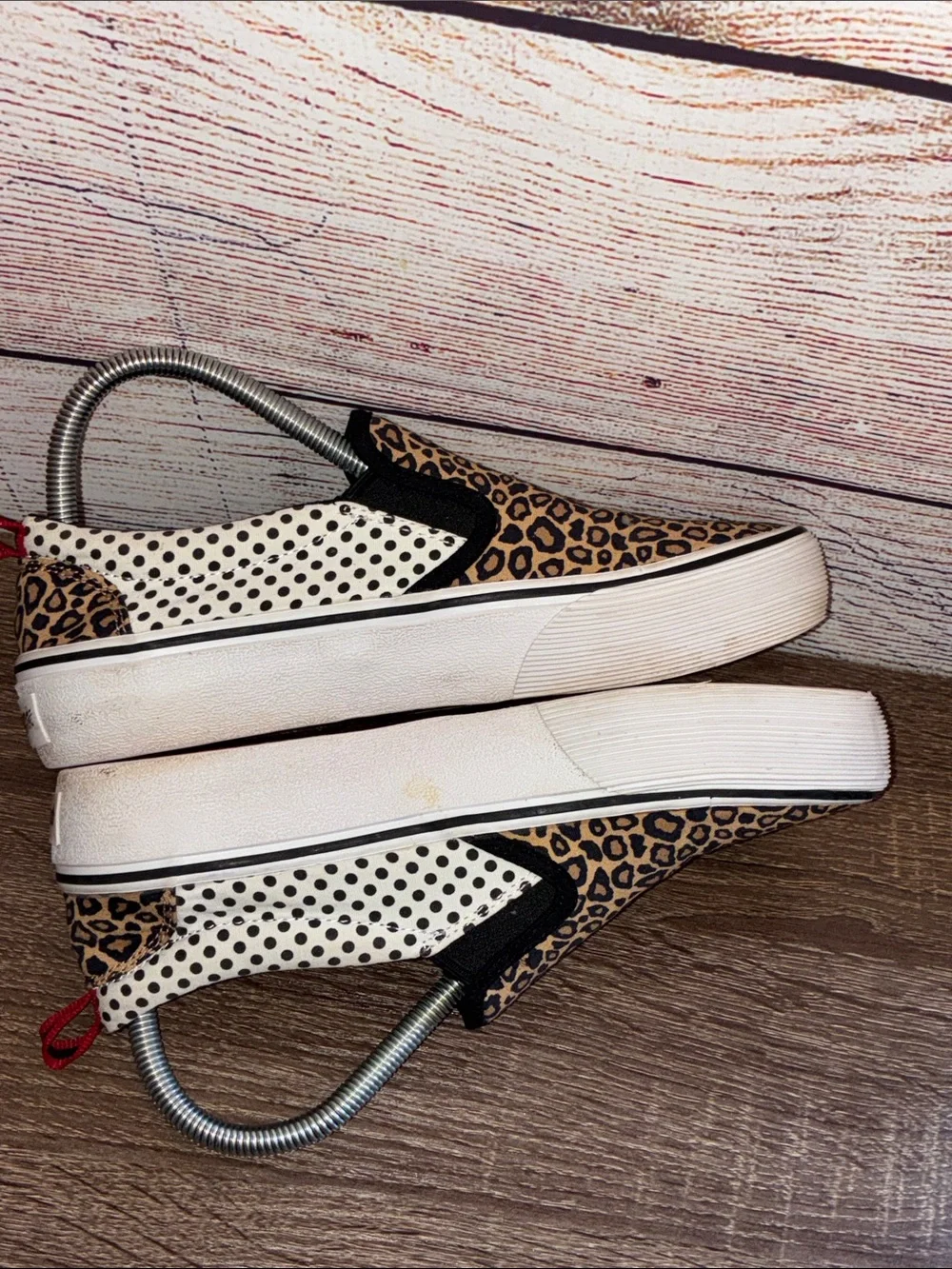 Y2K Punkrose (sketchers) Leopard Print Slip-On Sneakers in Tan and White7.5
